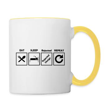 Eat Sleep Rejected Design Repeat - Contrasting Mug - white/yellow - Right