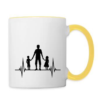 Family Puls Kids Dad - Contrasting Mug - white/yellow - Right