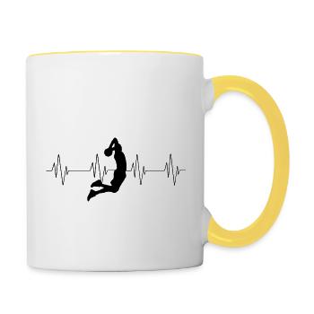 Basketball-Heartbeat - Tasse zweifarbig - Weiß/Gelb - Rechts