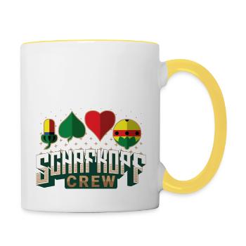 Schafkopf Crew - Tasse zweifarbig - Weiß/Gelb - Rechts