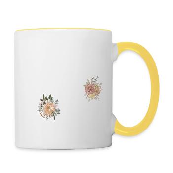 99e anniversaire fleuris (Cadeau de 99 ans) - Mug contrasté - blanc/jaune - Droite