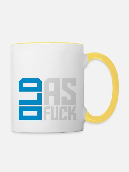 old AF Text Logo - Tasse zweifarbig - Weiß/Gelb