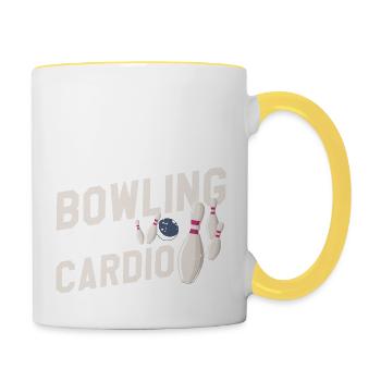Bowling est mon cardio cool vintage bowler design - Mug contrasté - blanc/jaune - Droite