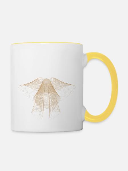 Abstraktes Punktdesign - Tasse zweifarbig - Weiß/Gelb