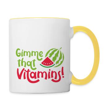 Gimme Vitamins Melon d'eau Ironic Melon tropical - Mug contrasté - blanc/jaune - Droite