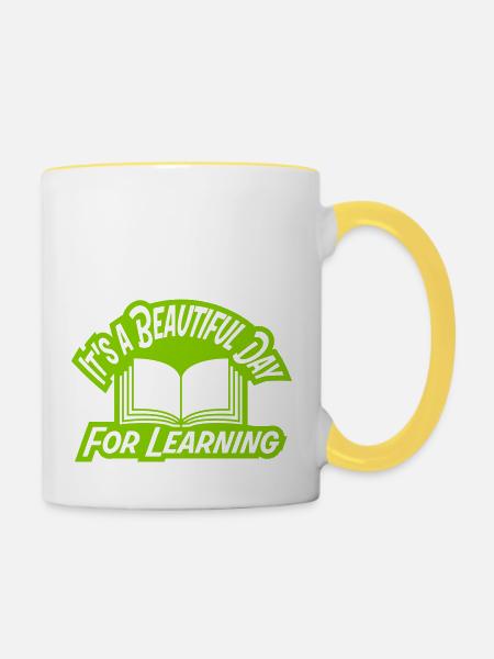 beautiful day for learning - Tasse zweifarbig - Weiß/Gelb