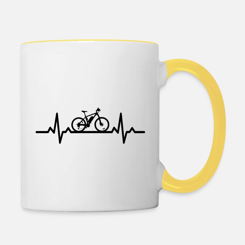 Heartbeat ebike - Contrasting Mug - white/yellow