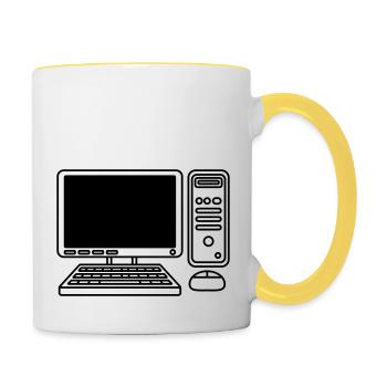 Screen Keyboard Mouse Computer - Contrasting Mug - white/yellow - Right