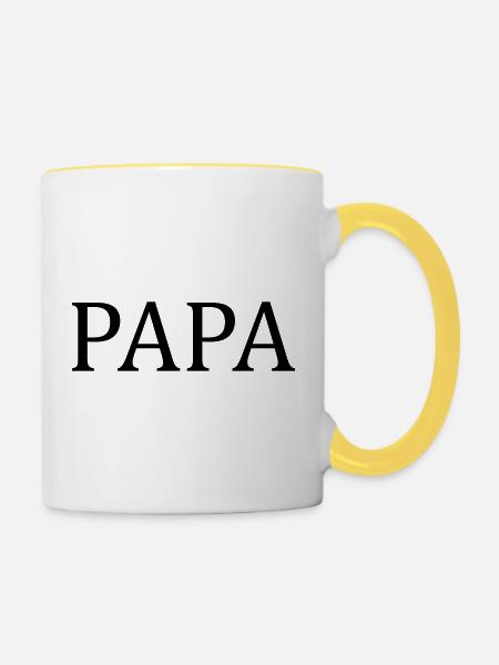 Papa - Tasse zweifarbig - Weiß/Gelb