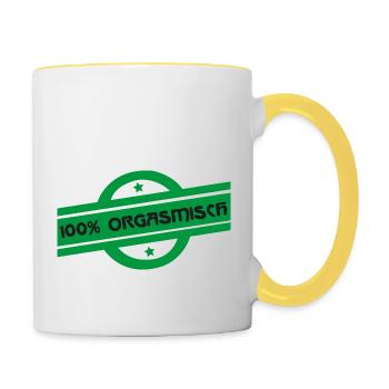 orgasmisch oder organic - Tasse zweifarbig - Weiß/Gelb - Rechts