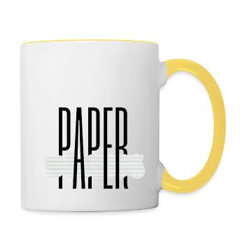 Papier - Tasse zweifarbig - Weiß/Gelb - Rechts