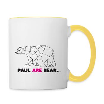 Paul are bear BY RF "Polar bear" By RHINOFEROS - Mug contrasté - blanc/jaune - Droite