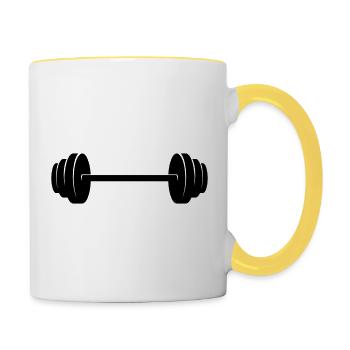 Dumbbell Logo Design Fitness - Mug contrasté - blanc/jaune - Droite