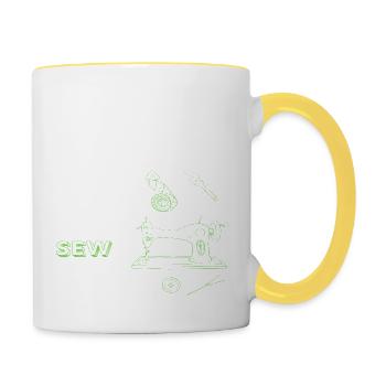 Eat Sleep Sew Repeat - Tasse zweifarbig - Weiß/Gelb - Rechts