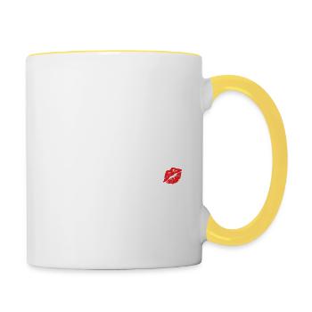 parler avec les mains la bouche propre - Mug contrasté - blanc/jaune - Droite