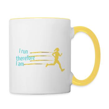 I run therefore I am - Contrasting Mug - white/yellow - Right