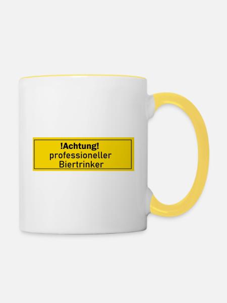 Biertrinker Bier Alkohol Geschenk Geschenkidee - Tasse zweifarbig - Weiß/Gelb
