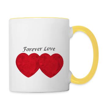 Amour pour toujours - Mug contrasté - blanc/jaune - Droite