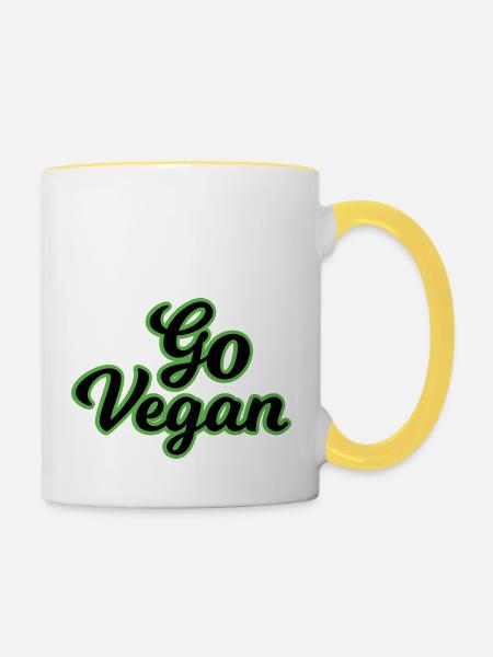Vegan Veggie - Tasse zweifarbig - Weiß/Gelb