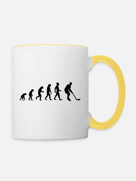 Evolution Eishockey - Tasse zweifarbig - Weiß/Gelb