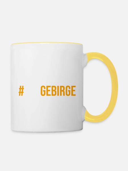 Is fei schie hier Erzgebirge - Tasse zweifarbig - Weiß/Gelb