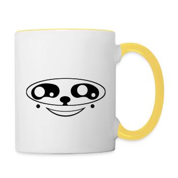Kawaii Face - Simplist - Contrasting Mug - white/yellow - Right