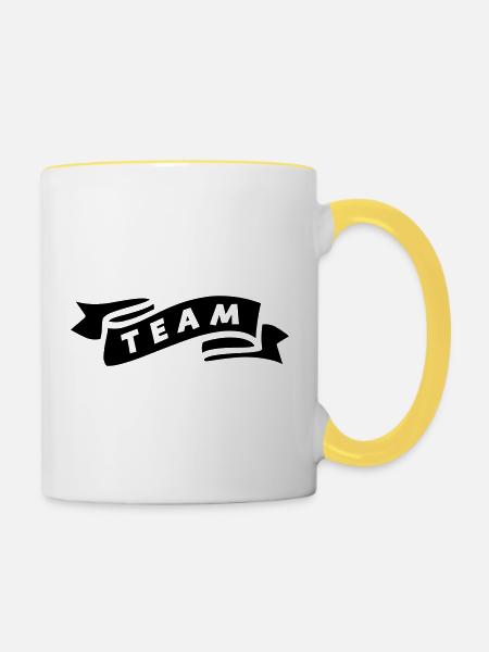 team - Tasse zweifarbig - Weiß/Gelb