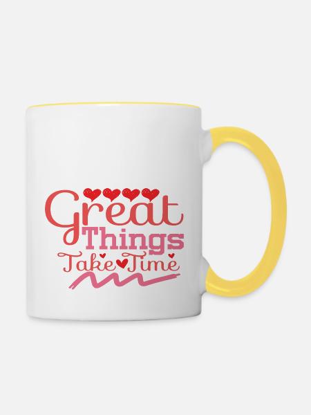 Great Things Take Time - Tasse zweifarbig - Weiß/Gelb