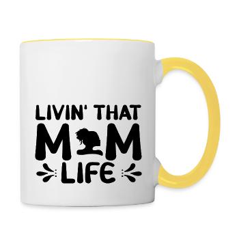 Livin that Mom life - Contrasting Mug - white/yellow - Right