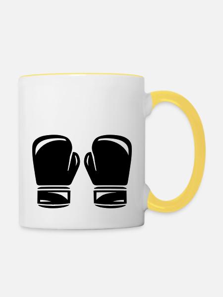 boxing - Tasse zweifarbig - Weiß/Gelb