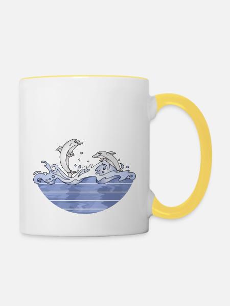 Delphine - Tasse zweifarbig - Weiß/Gelb