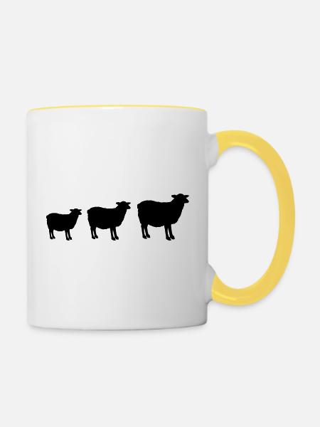 sheep family - Tasse zweifarbig - Weiß/Gelb