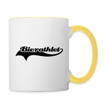 Bierathlet Schweif - Tasse zweifarbig - Weiß/Gelb - Rechts
