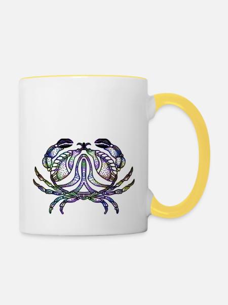 Krebs - Tasse zweifarbig - Weiß/Gelb