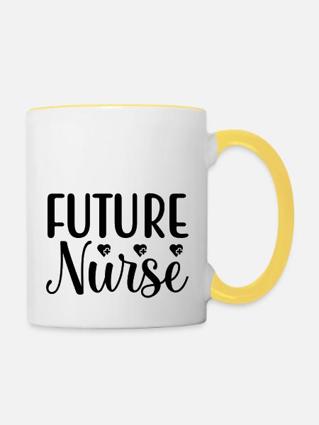 Future Nurse - Tasse zweifarbig - Weiß/Gelb