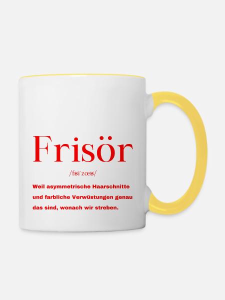 Frisör Definition - Tasse zweifarbig - Weiß/Gelb