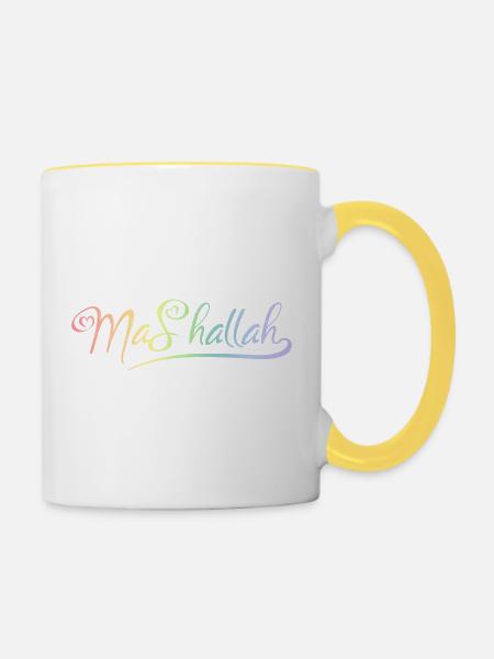 Mashallah - Tasse zweifarbig - Weiß/Gelb