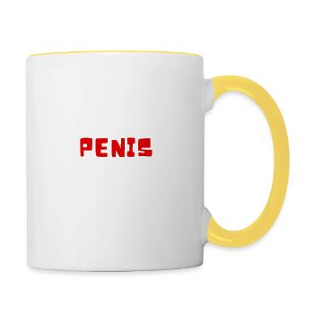 Penisflüsterer Ich liebe Schwanz Schwanz Lustiges Geschenk Penis - Tasse zweifarbig - Weiß/Gelb - Rechts