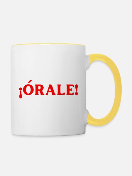 Genau richtig Spanisch Sprache - Tasse zweifarbig - Weiß/Gelb