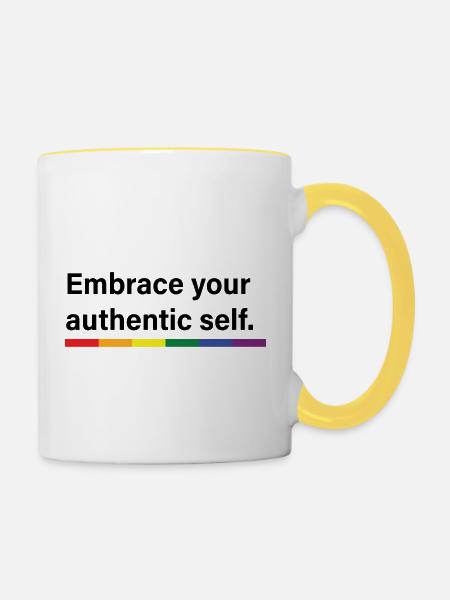 Umarme dein authentisches Selbst - Tasse zweifarbig - Weiß/Gelb