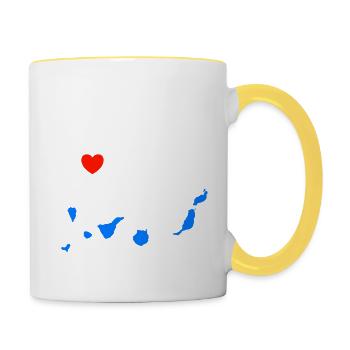 I love them all - Kanaren - Tasse zweifarbig - Weiß/Gelb - Rechts