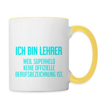 Lehrer - Mein offizieller Superhelden-Beruf! - Tasse zweifarbig - Weiß/Gelb - Rechts