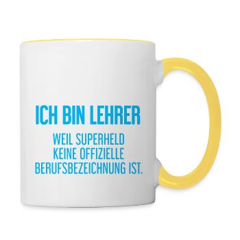 Lehrer - Mein offizieller Superhelden-Beruf! - Tasse zweifarbig - Weiß/Gelb - Rechts