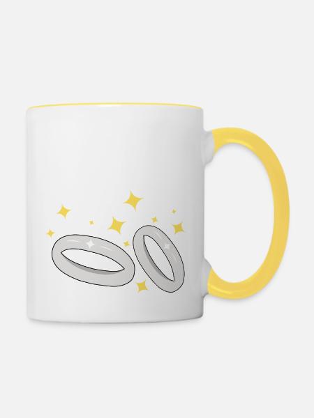 Trauringe zur Verlobung - Tasse zweifarbig - Weiß/Gelb