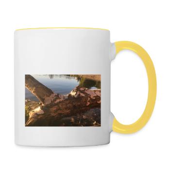 See ,Birke, Baumstamm, Natur - Tasse zweifarbig - Weiß/Gelb - Rechts