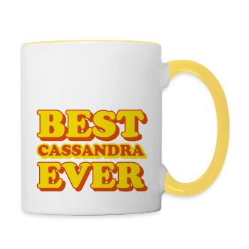 Cassandra First Name Funny Gift - Contrasting Mug - white/yellow - Right