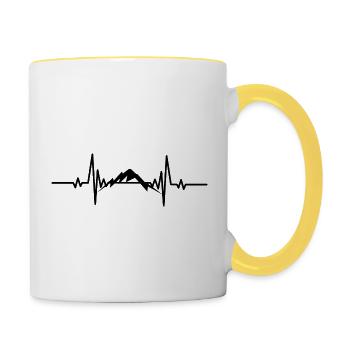 Heartbeat snowy mountain - Contrasting Mug - white/yellow - Right