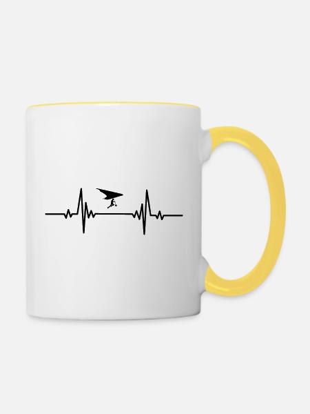 Heartbeat Drachenfliegen - Tasse zweifarbig - Weiß/Gelb