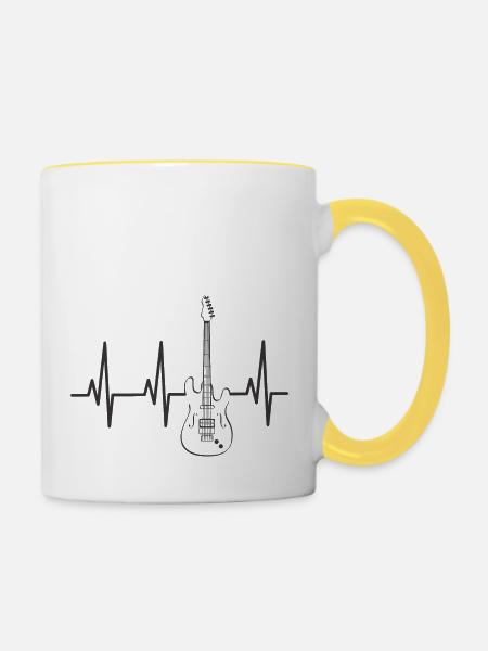 Heartbeat E-Gitarre - Tasse zweifarbig - Weiß/Gelb