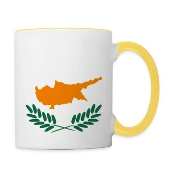 Drapeau de Chypre - Mug contrasté - blanc/jaune - Droite
